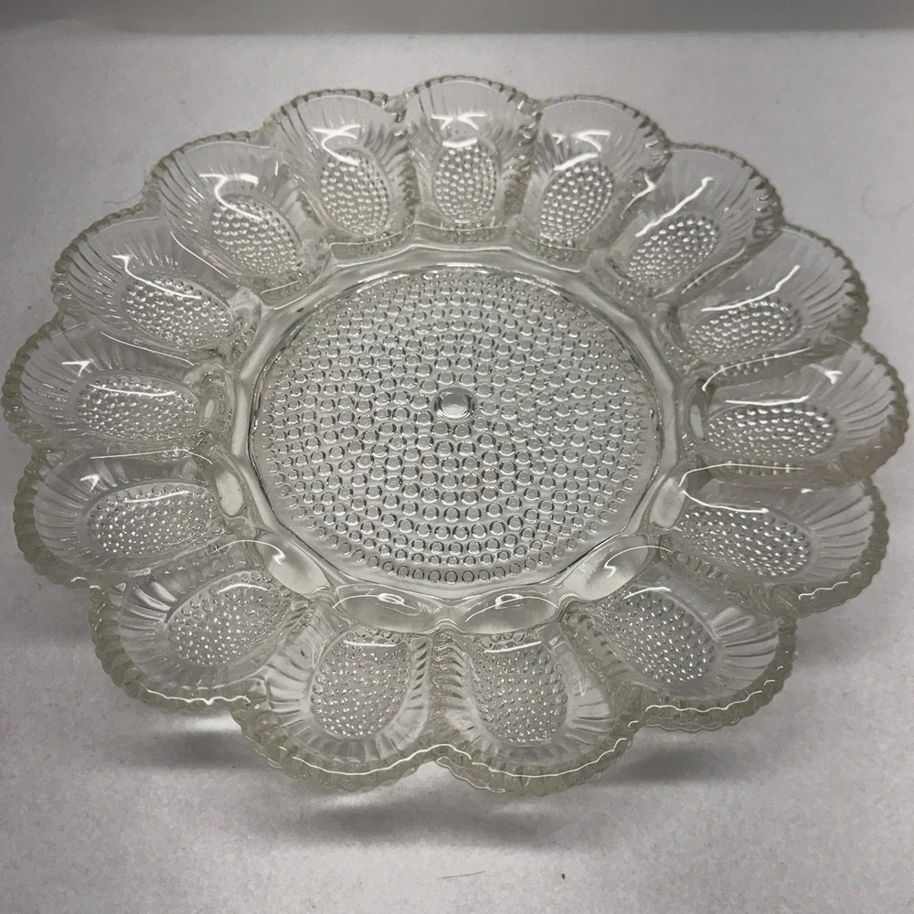 Unbranded Deviled Egg Platter Unisex 11in Clear‎ Excellent Vintage Mid-Century